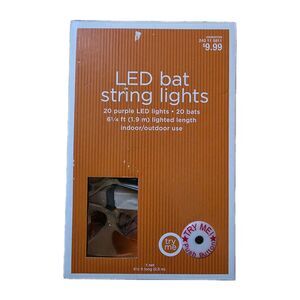 Target Bat Halloween String Lights New Old Stock 20 Purple Lights 2009 Vintage